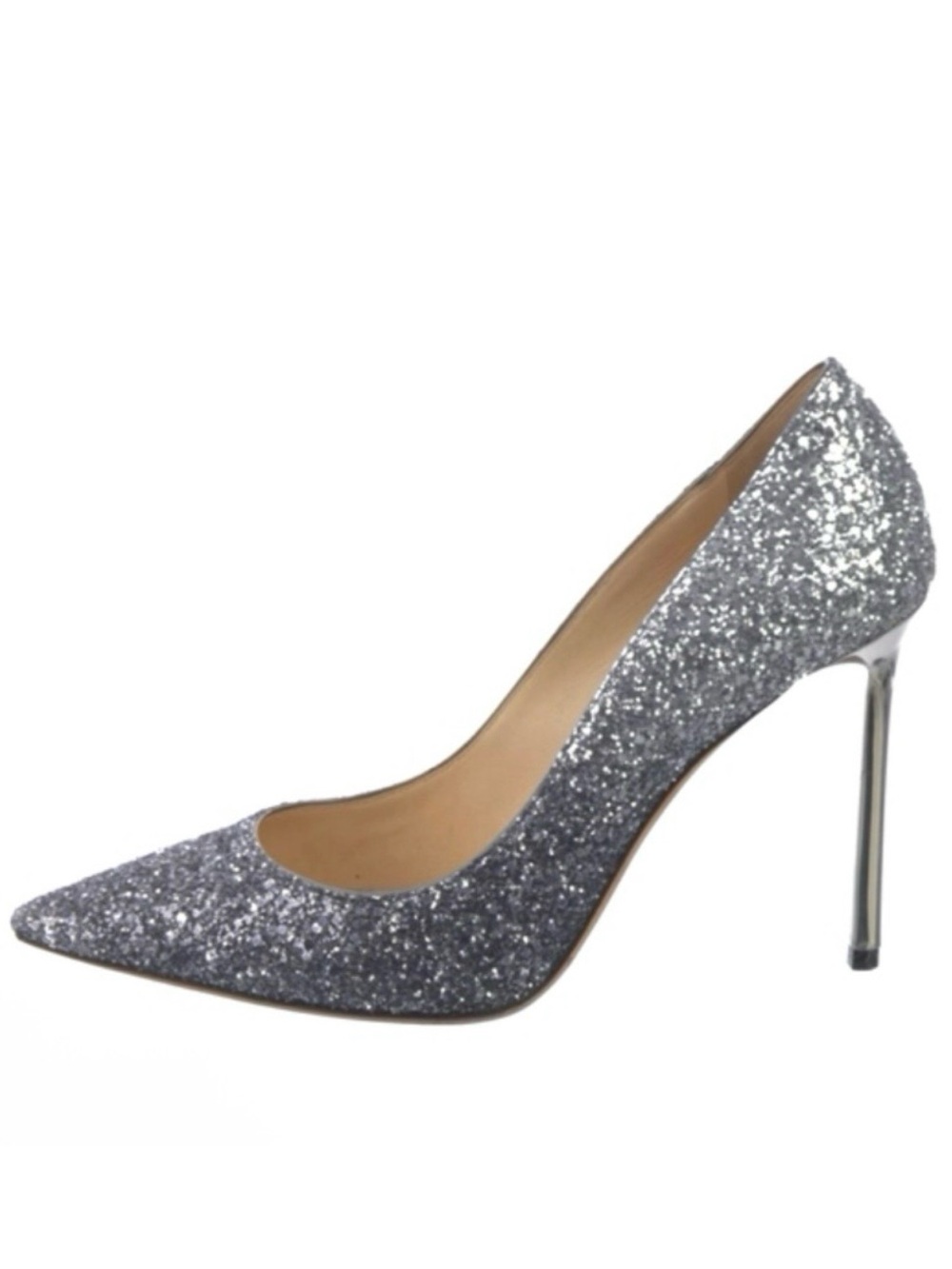 Jimmy Choo Romy 100 Corde Glitter Gradient Ombré Pointed Toe Heels 37